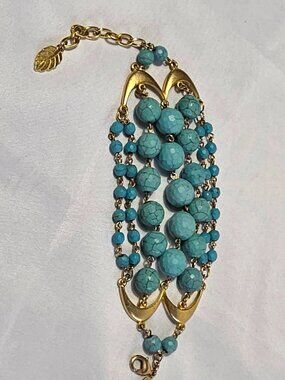 David Aubrey Vintage Inspired Multi-Strand Bracelet Faceted Turquoise Beads